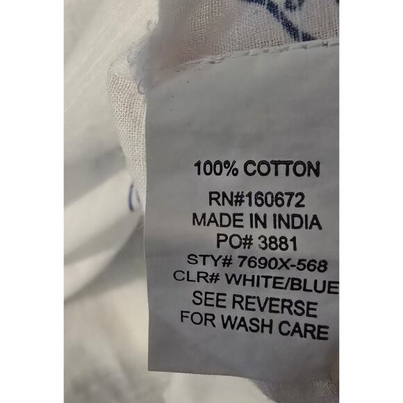 Women's Blue Island Blue/White Shells Top Tunic 100% Cotton Sz 3XL - Picture 7 of 7